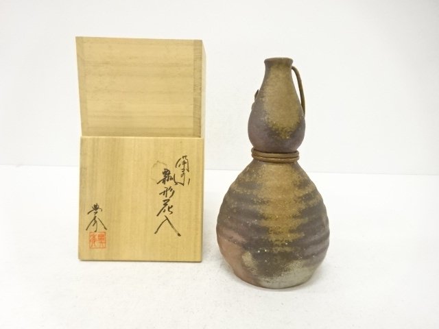 JAPANESE TEA CEREMONY / BIZEN WARE HANAIRE FLOWER VASE / ARTISAN WORK